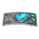 save for Jeff-Large long Vintage Navajo sterling silver belt buckle with nice turquoise