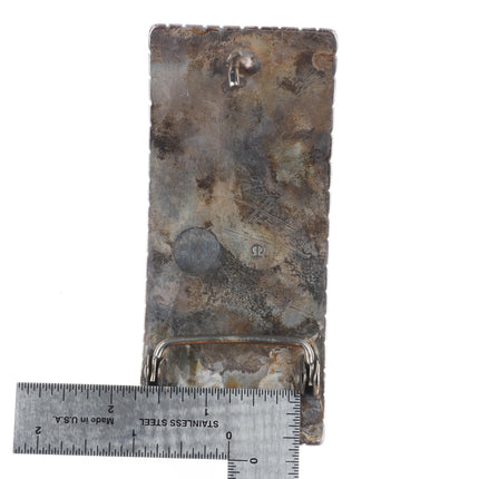 save for Jeff-Large long Vintage Navajo sterling silver belt buckle with nice turquoise