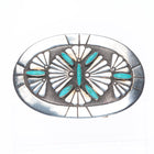 Vintage southwestern Sterling silver needlepoint turquoise geometric belt buckle