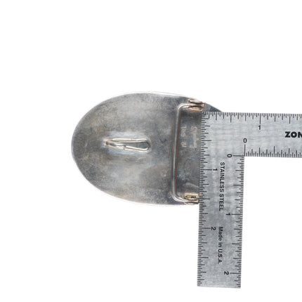 Vintage southwestern Sterling silver needlepoint turquoise geometric belt buckle