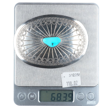 Wilson Padilla Navajo sterling silver turquoise vintage belt buckle