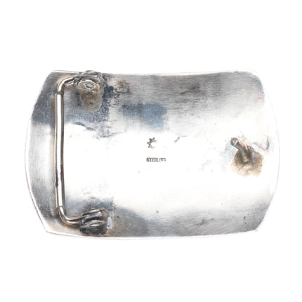 Vintage Southwestern Hopi overlay Style sterling silver belt buckle