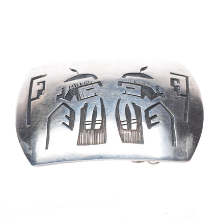 Vintage Southwestern Hopi overlay Style sterling silver belt buckle