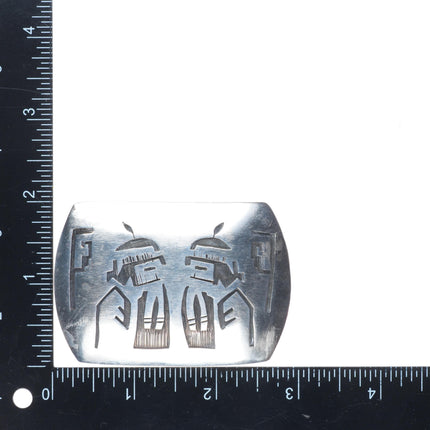 Vintage Southwestern Hopi overlay Style sterling silver belt buckle