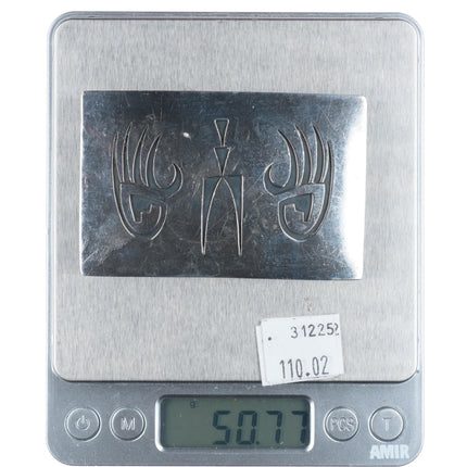 Willie Yazzie Sr, Navajo vintage sterling silver bear paw belt buckle