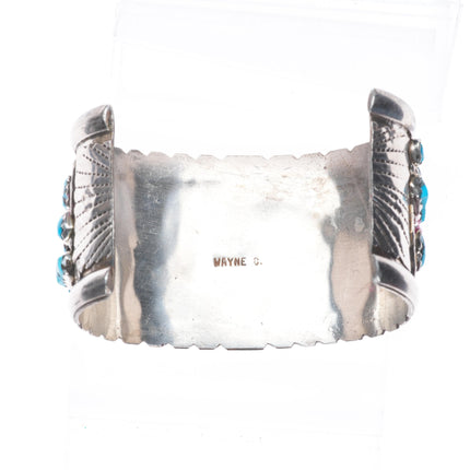 8.25"  Wayne Cheama Zuni sterling silver snake cuff bracelet turquoise cluster