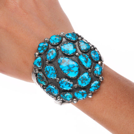 6.4" Simplicio Zuni Morenci spiderweb turquoise sterling silver cuff bracelet