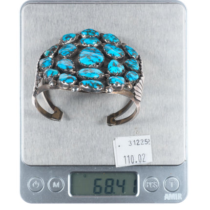 6.4" Simplicio Zuni Morenci spiderweb turquoise sterling silver cuff bracelet