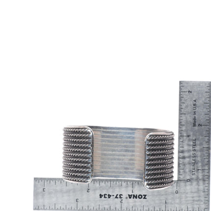 6.5" Vintage Navajo sterling silver twisted wire wide band cuff bracelet