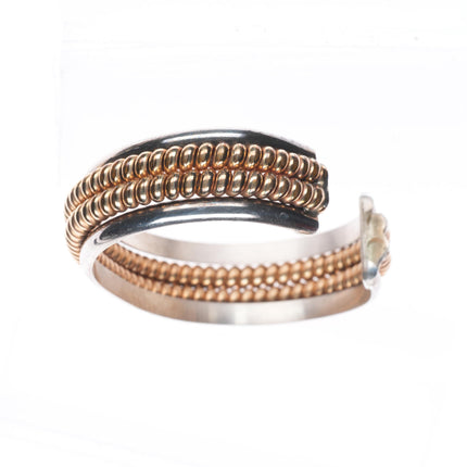 6.2" Tahe vintage Navajo sterling silver gold filled twisted wire cuff bracelet