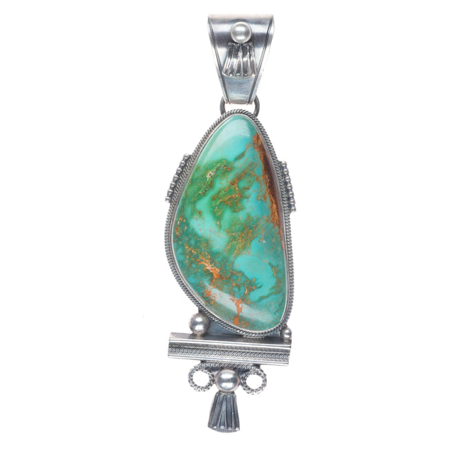 Large Tom Lewis Navajo sterling silver Royston Turquoise pendant