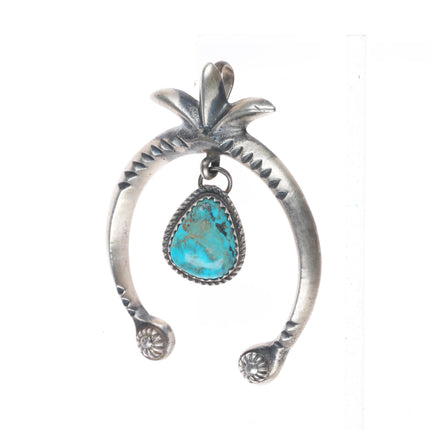 Mary Cayatineto Navajo sterling silver Naja pendant with turquoise