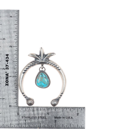 Mary Cayatineto Navajo sterling silver Naja pendant with turquoise