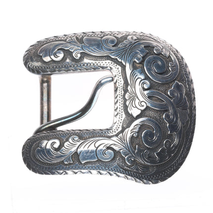3/4" Dale Harris Santa Fe Hand Engraved sterling silver ranger belt buckle set