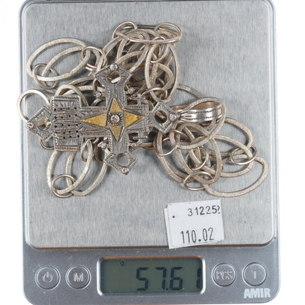 LB Southwestern sterling silver 24k gold accents cross pendant/necklace