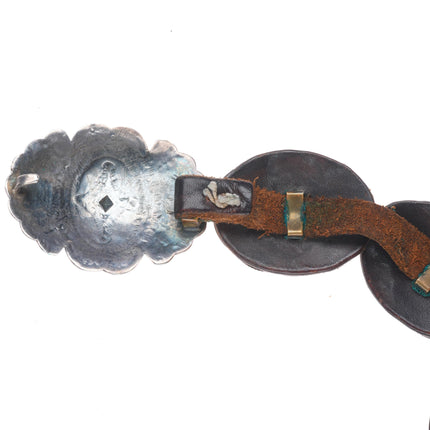 Vintage P.O. Taos Pueblo deep stamped sterling silver concho belt 31"
