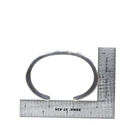 6.6" c1940 Zuni #8 spiderweb Turquoise sterling silver inlay cuff bracelet