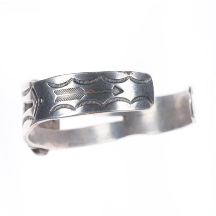 6.7" c1940 Navajo Lone Mountain turquoise vintage sterling silver cuff bracelet