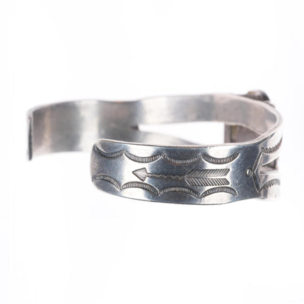 6.7" c1940 Navajo Lone Mountain turquoise vintage sterling silver cuff bracelet