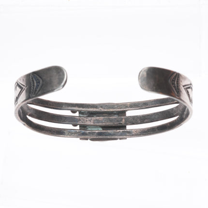6.25" 30's-40's Navajo sterling silver green turquoise cuff bracelet nice stamps