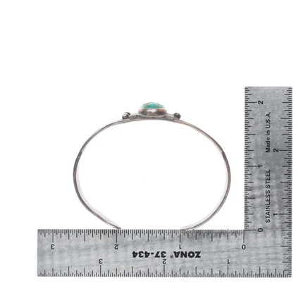 6.25" 30's-40's Navajo sterling silver green turquoise cuff bracelet nice stamps