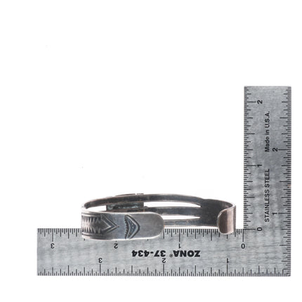 6.25" 30's-40's Navajo sterling silver green turquoise cuff bracelet nice stamps