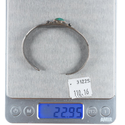 6.25" 30's-40's Navajo sterling silver green turquoise cuff bracelet nice stamps