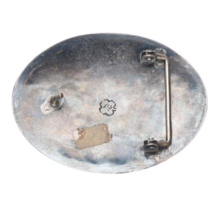 Vintage Ted Guerro Navajo sterling silver high grade turquoise belt buckle