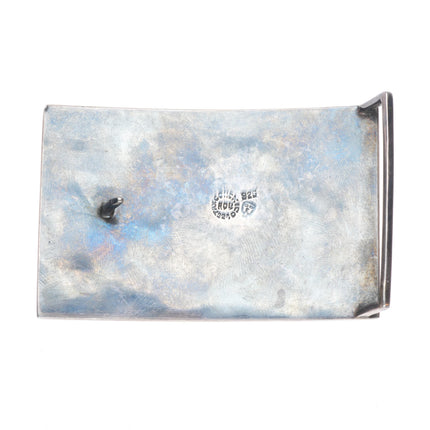 c1960's Taxco Sterling silver Chrysocolla inlay mixed metals/ brass belt buckle