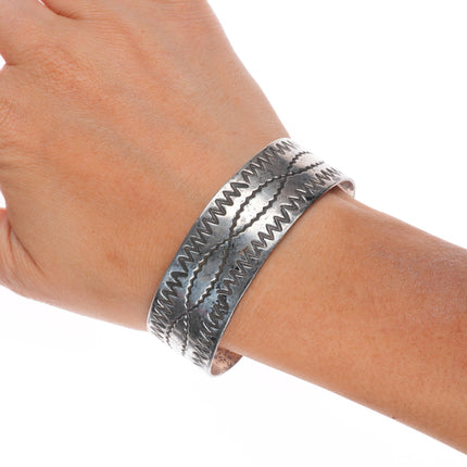 7" 40's-50's Vintage Navajo stamped sterling silver cuff bracelet