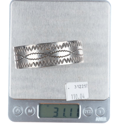 7" 40's-50's Vintage Navajo stamped sterling silver cuff bracelet