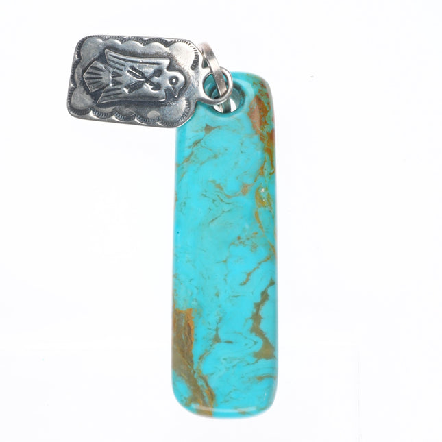 Vintage Santa Fe Southwestern sterling silver thunderbird/turquoise pendant