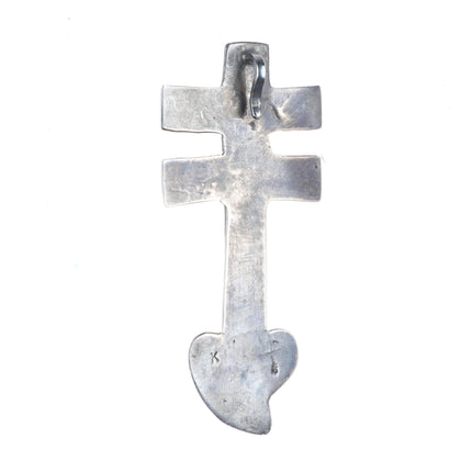Vintage Navajo sterling silver Isleta cross pendant hand stamped