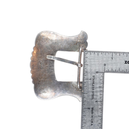 LM Nez Navajo sterling silver 1.25" hand stamped belt buckle