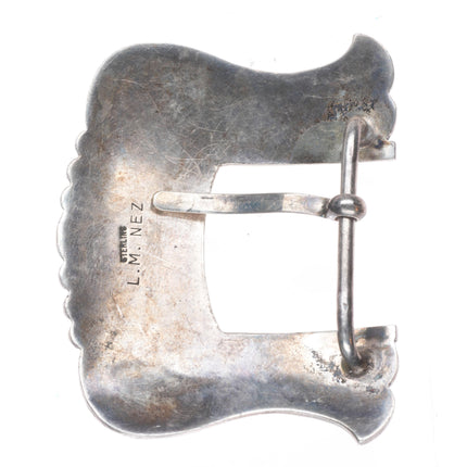 LM Nez Navajo sterling silver 1.25" hand stamped belt buckle