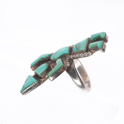 sz6.75 Vintage Zuni turquoise Rainbow Man sterling silver ring