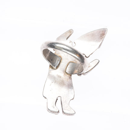 sz6.75 Vintage Zuni turquoise Rainbow Man sterling silver ring