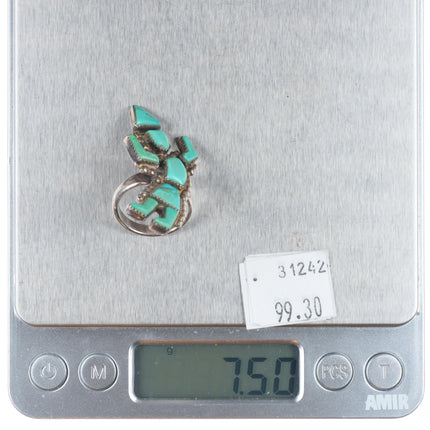 sz6.75 Vintage Zuni turquoise Rainbow Man sterling silver ring