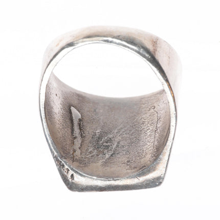 sz11 Vintage Navajo sterling silver turquoise/shell channel inlay size 11 ring