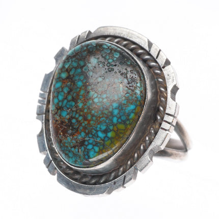 sz8.75 Vintage Navajo sterling silver spiderweb turquoise ring