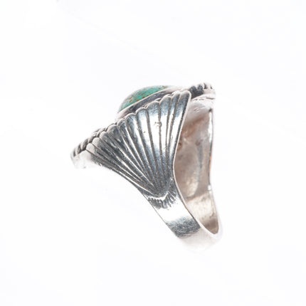 sz10.5 Vintage Navajo sterling silver green spiderweb turquoise size 10.5 ring