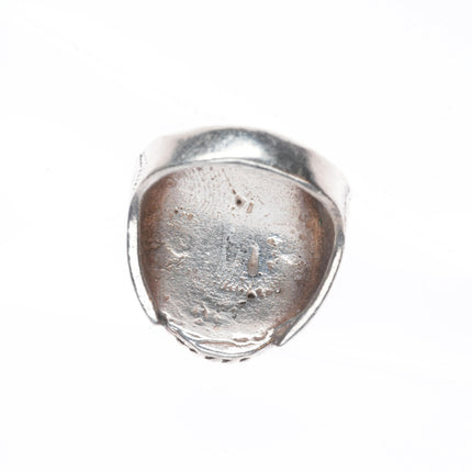 sz10.5 Vintage Navajo sterling silver green spiderweb turquoise size 10.5 ring