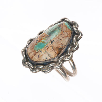 sz9 Vintage Navajo sterling silver boulder Cerrillos turquoise size 9 ring