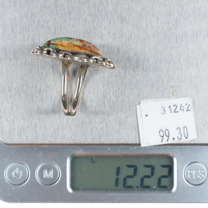 sz9 Vintage Navajo sterling silver boulder Cerrillos turquoise size 9 ring