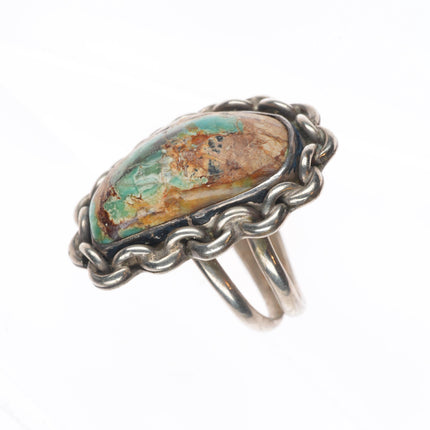 sz9 Vintage Navajo sterling silver boulder Cerrillos turquoise size 9 ring