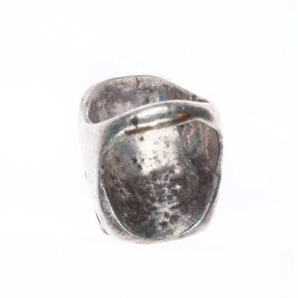 sz9 Vintage Navajo sterling silver green turquoise big face nugget size 9 ring