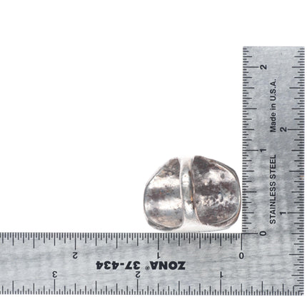 sz9 Vintage Navajo sterling silver green turquoise big face nugget size 9 ring