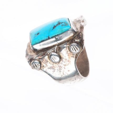 sz12 MT Vintage Navajo sterling silver turquoise heavy size 12 ring