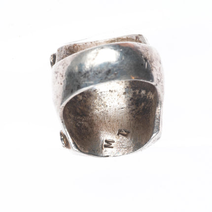sz12 MT Vintage Navajo sterling silver turquoise heavy size 12 ring