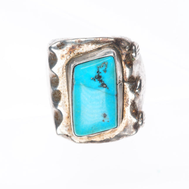 sz12 MT Vintage Navajo sterling silver turquoise heavy size 12 ring